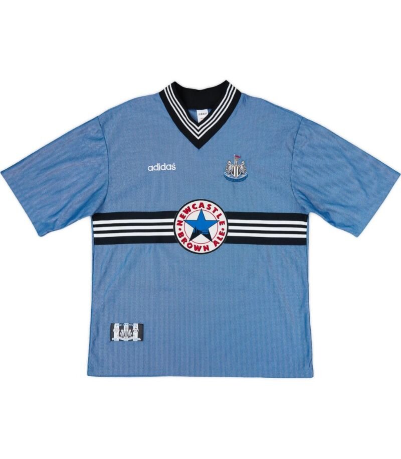 newcastle united 1996-97 away kit in light blue